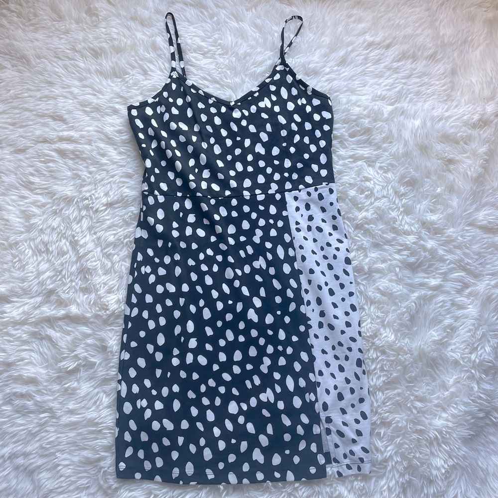 NWT Vera Moda Polka Dot Color Block Dress S Black White